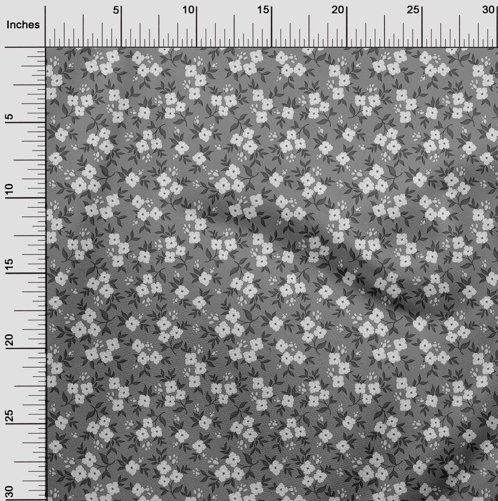 oneOone Tkanina bawełniana Flex w kolorze szarym, kwiaty, pikowanie, materiały do szycia, nadruk, 40 cali