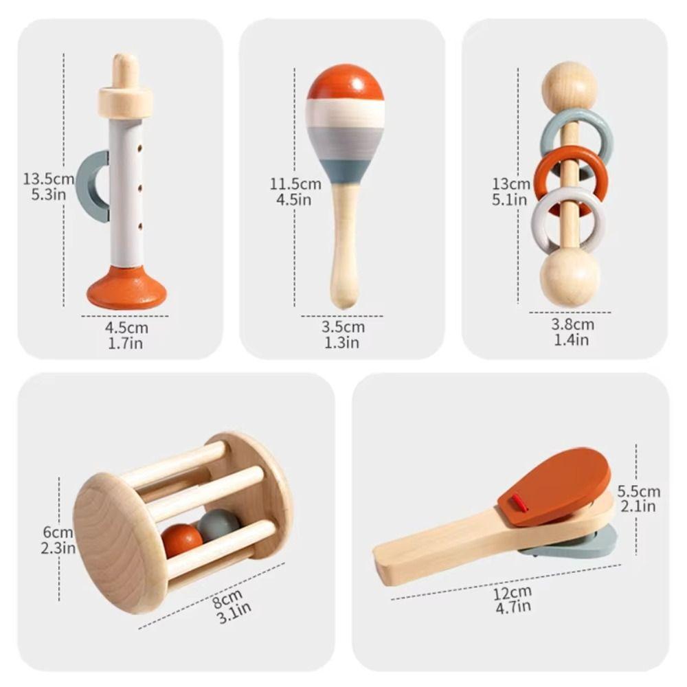 Wooden Gripping Baby Handheld Bell Musical Toys Kids Rattle Toys Toddlers Infants