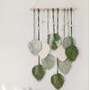 Green Woven Leaf Macrame Handmade Wall Hanging Tapestry  for Bedroom Living