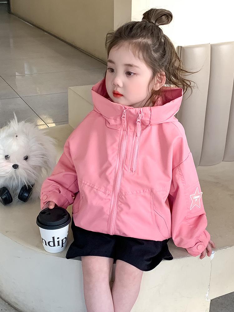 Herbst 2025 Mädchen Kapuzen-Windjacke: Jacke mit langen Ärmeln im koreanischen Stil für Kinder