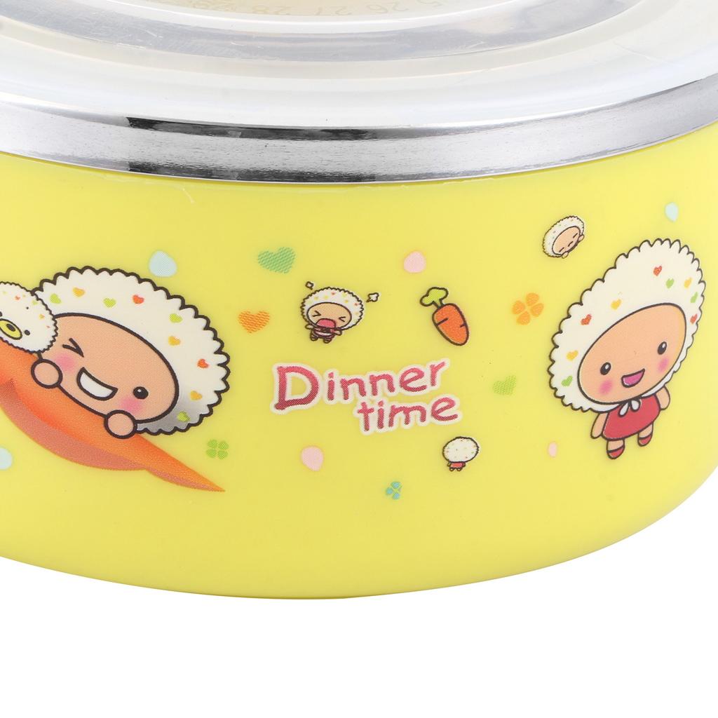 Baby Children Bowl Cartoon 304 Stainless Steel Rice Feeding Bowl with Lid Tableware
