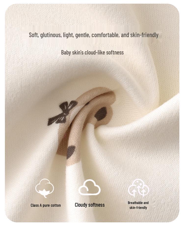 Podzimní a zimní novorozenecká pyžamová souprava z čisté bavlny s vysokým pasem chránícím bříško