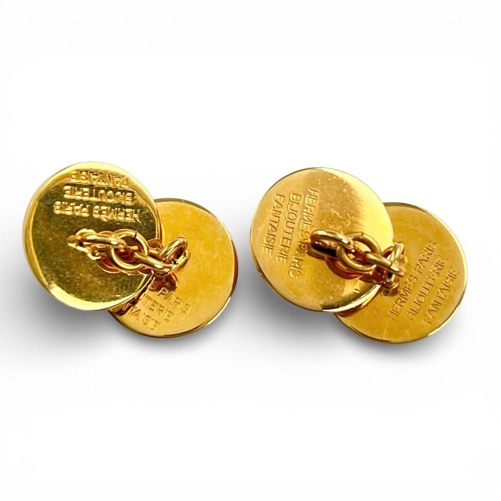 Great HERMES Cufflinks cufflinks Serie 2-piece set gold mens Used
