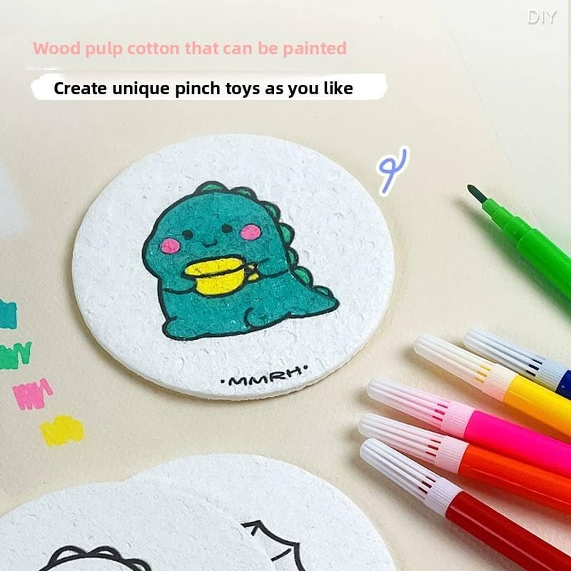 CLAFTLAB SAIL Sponge Paper, Water-Swellable Paper, 20 Sheets, Heart and Round Shapes, 3D Art, DIY Craft Supplies Kit, Summer Vacation, Kids