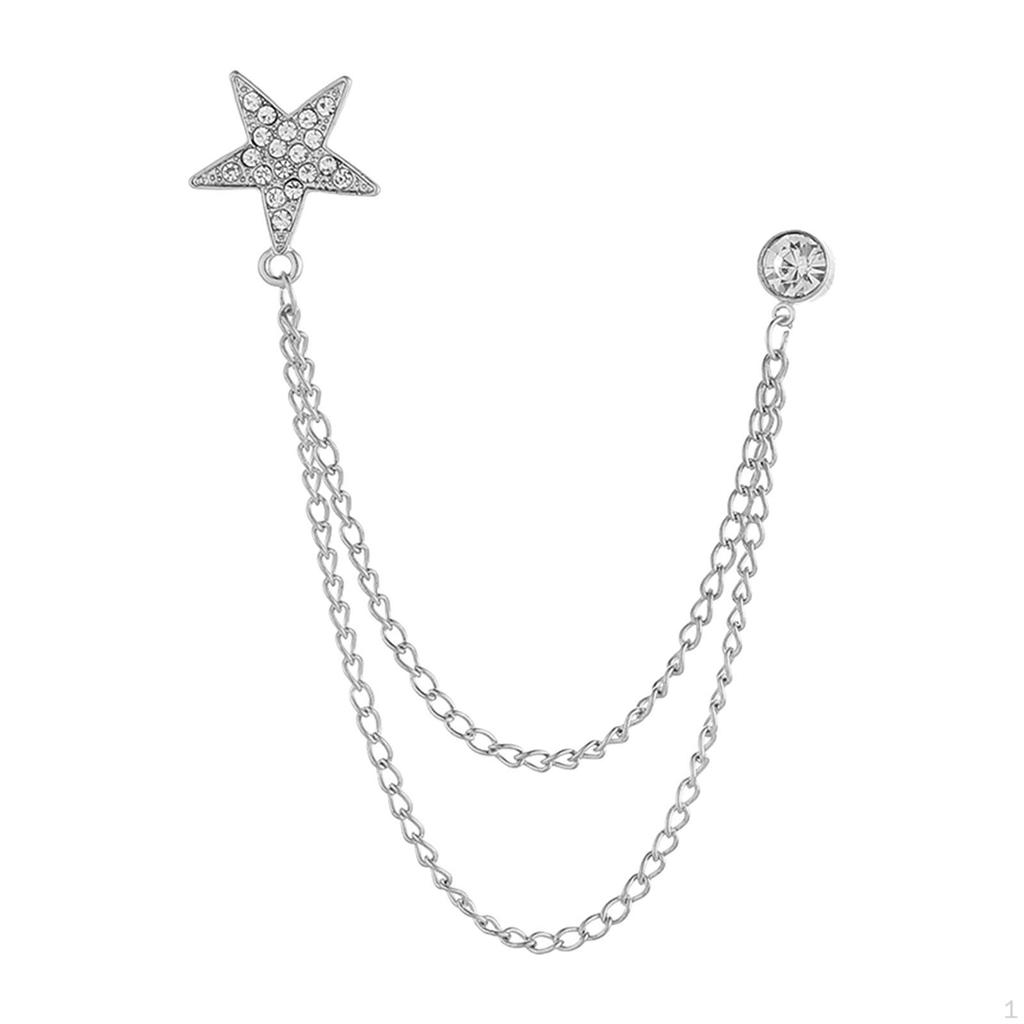 Elegant Men's Suit Pin with Dangling Chains