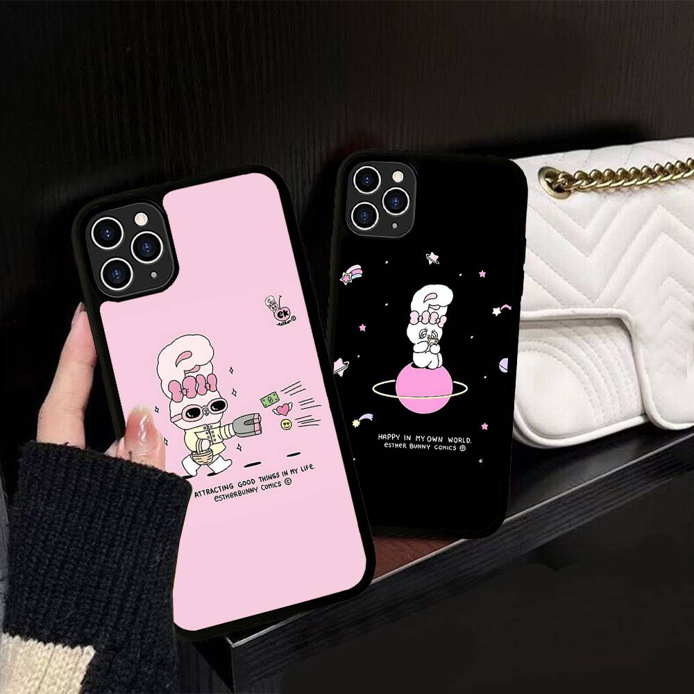 Cute E-EstherS Bunny Rabbit For Iphone 17 Air 16 15 14 13 12 11 Pro Max TPU+PC Plus Shockproof Back Phone Cover