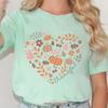 Thankful Pumpkin T Shirt Heart Floral Thanksgiving Family Matching Autumn Vintage Casual Breathable Soft Unisex