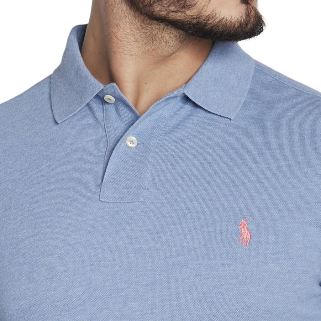 Polo Ralph Lauren FW23 Embroidered Pony Logo Long Sleeve Polo Shirt Men tops Light-Blue 710680790013