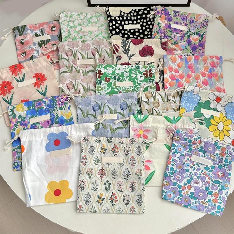 Fashion Flower Print Drawstring Bag Women's Fashion Bag Men's Toiletry Bag For Organizing Lipstick Toiletries