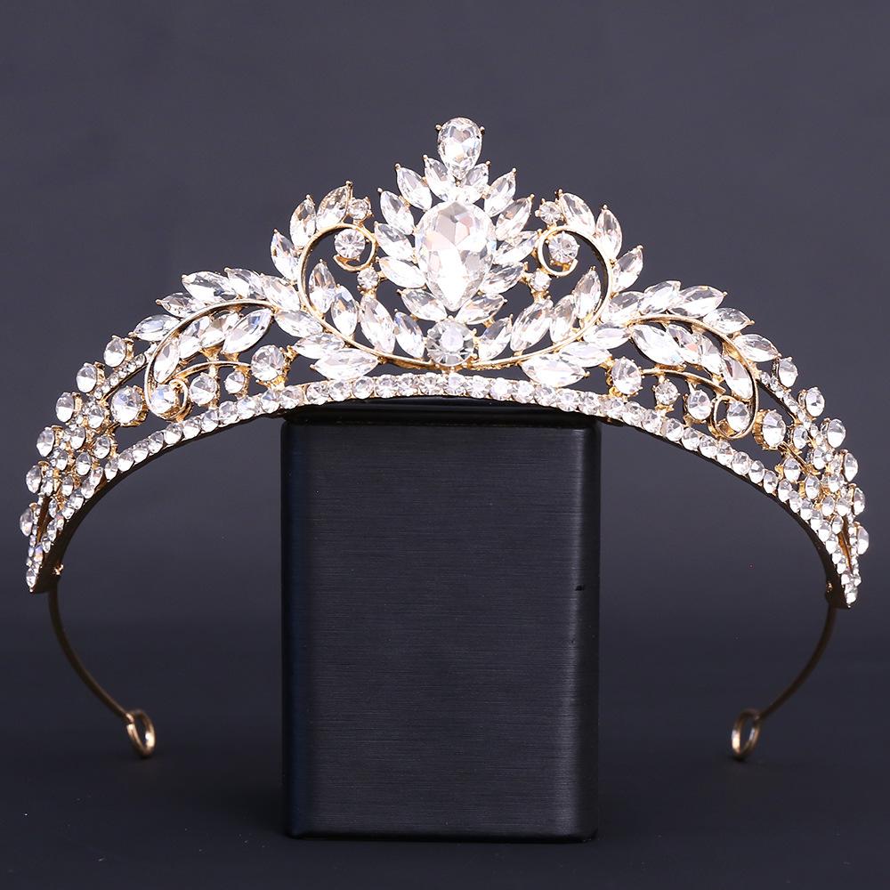 DIEZI Luxury Rhinestone Crystal Tiara Necklace Earrings For Women Wedding Party Elegant Bridal Bride Crown Hair Accessories