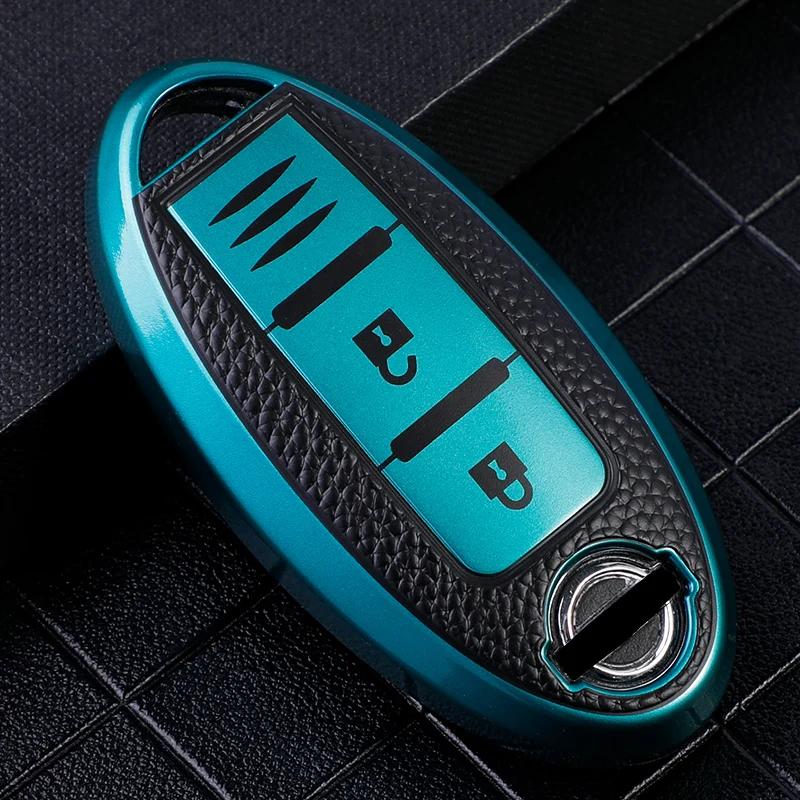 Car Key Case Cover for Nissan Leaf Micra Qashqai J11 J10 X Trail T32 Fob Versa Note Patrol Key Cover AccessoriesTPU Leather