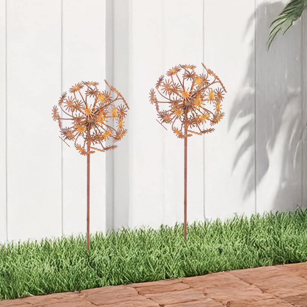 2Pcs Metal Decorative Garden Stakes Flower Patio Balcony Planter Garden Decor Home Yard Outdoor Rusty Finish Fence Decor