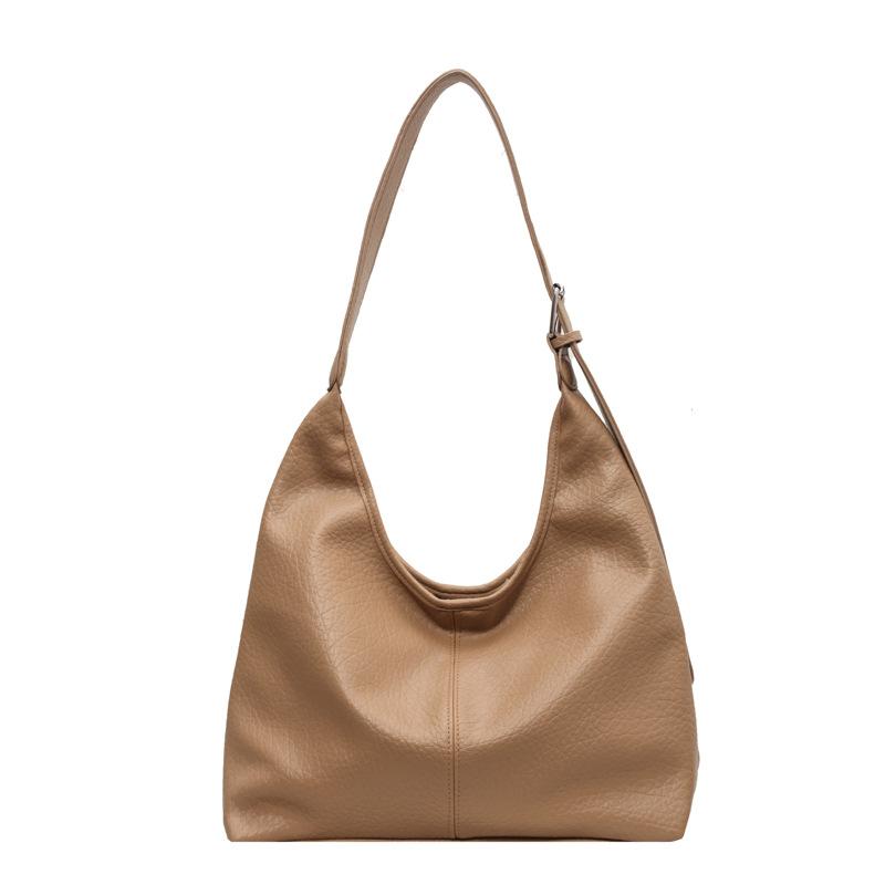 

Korean students commute large-capacity bags women s new 2025 retro fashion tote bag casual soft-faced underarm bag хаки