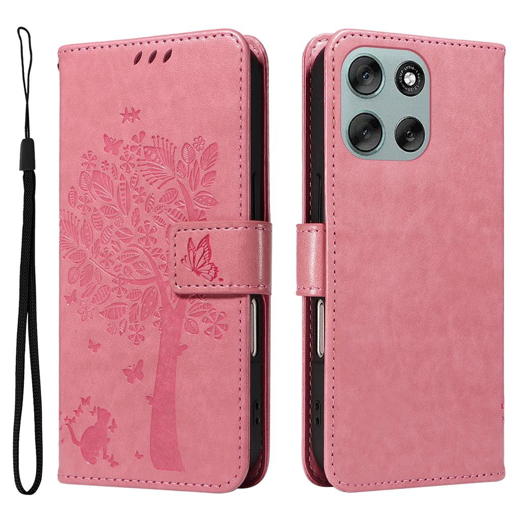 For Motorola Moto G56 5G Phone Case with Stand Cat Tree Pattern Leather Wallet Mobile Cover