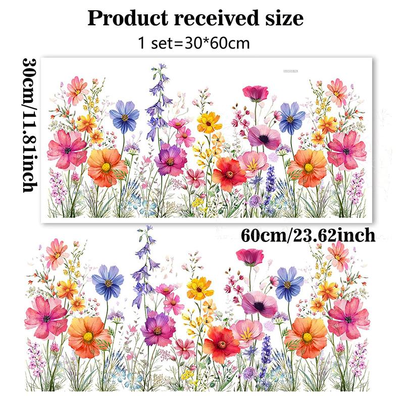 3Pcs Flower Wall Sticker Decal Color Blooming Floral Art Mural Removable Pvc Wallpaper For Home Bedroom Indoor Headboard School