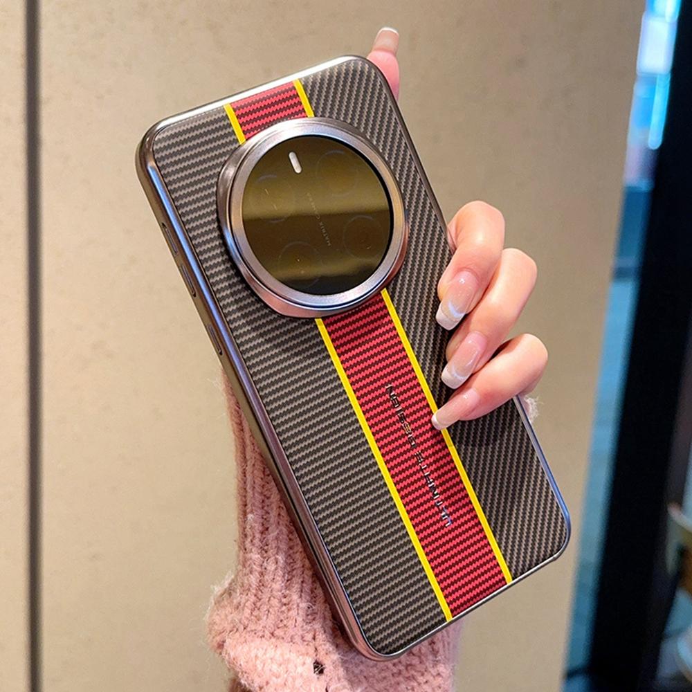 Für Honor Magic7 Pro 5G Hülle Fasertextur Leder+PC Handyhülle