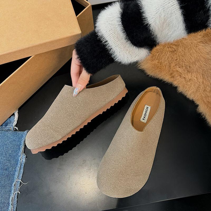 

Ретро сумка-мешок с плоским дном, голова, шлепанцы Boken, женские, 2025, осень, новые, универсальные, на плоской подошве, ленивые сандалии, один педаль и полушлепанцы 40