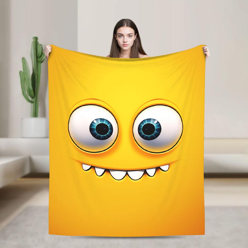 Warm Cozy Throw Blanket Plane Travel An Angry Face And Eyes Funny Meme Blankets Flannel Bedspread For Bedroom Sofa Bed Cover