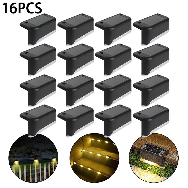 4/6/8/12/16/20/24Pcs New Solar Fence Light Railing Stair Lamp Outdoor Waterproof LED Step Light Courtyard Decorative Wall Light