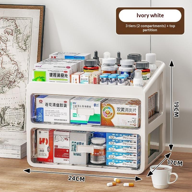 Caja de Almacenamiento de Medicamentos para el Hogar Tipo Cajón de Gran Capacidad Organizador Médico Multicapa para Farmacia Almacenamiento Clasificado