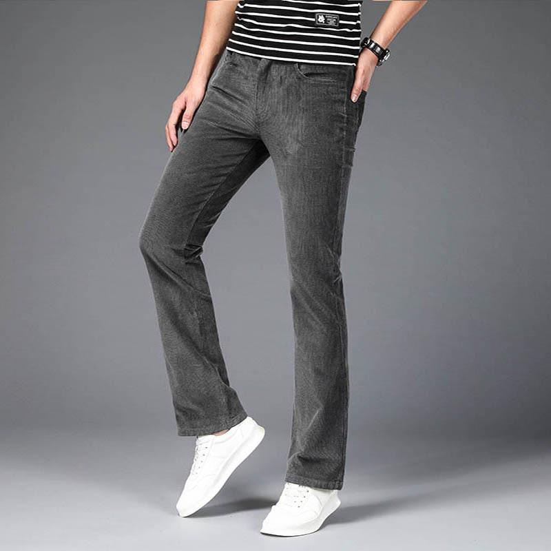 

Брюки мужские Мужские повседневные брюки-клеш, вельветовые брюки, корейская версия эластичных брюк-клеш узкого кроя 34 серый
