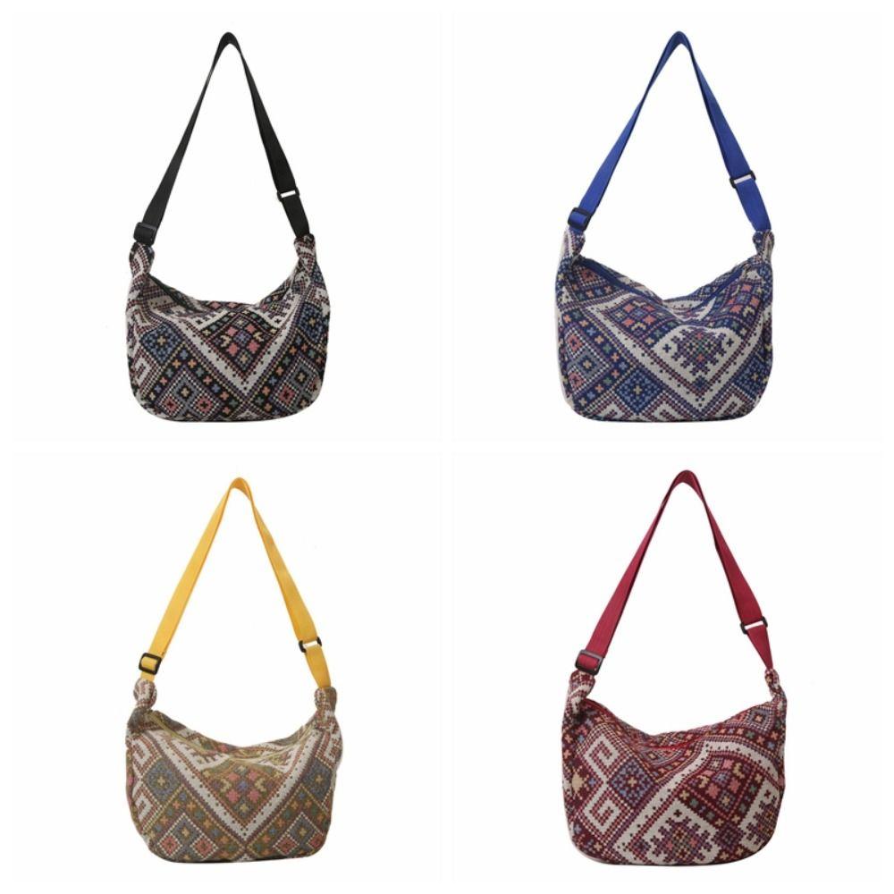 Large Capacity Ethnic Style Shoulder Bag Underarm Bag Embroidery Message Bag Travel