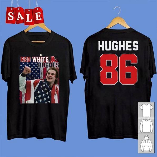 New Red White Hughes Jack Hughes Gift For Fans Unisex S-5XL Shirt CA691 Unisex T-Shirt XXXL