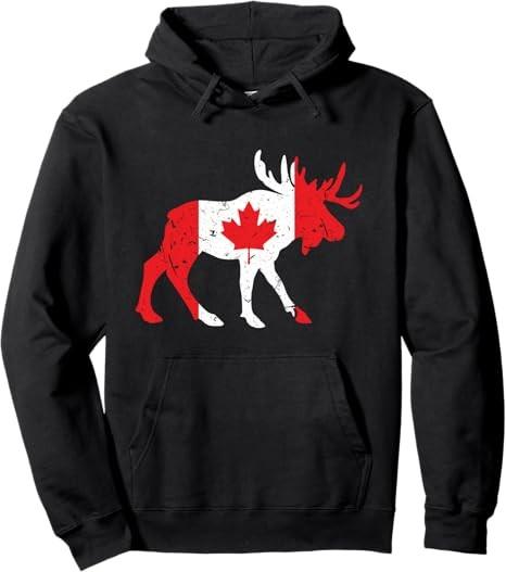 Maple Leaf Animal Canadian Flag Canada Pullover Hoodie