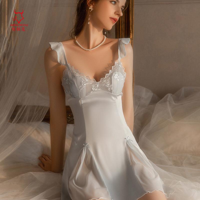 Sexy pajamas sex nightgown women's pure desire wind suspender lace nightdress one-piece perspective temptation backless suit