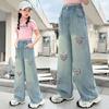 Girls' Jeans Spring and Autumn Children's Pants Women's Fashionable Wide Straight Leg Wide Leg Pants
