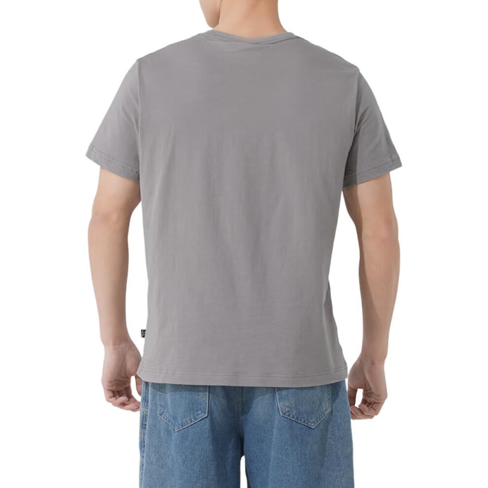 PUMA T Shirts Men's Light Gray Crew Neck Moderate Straight Fit 691340-62