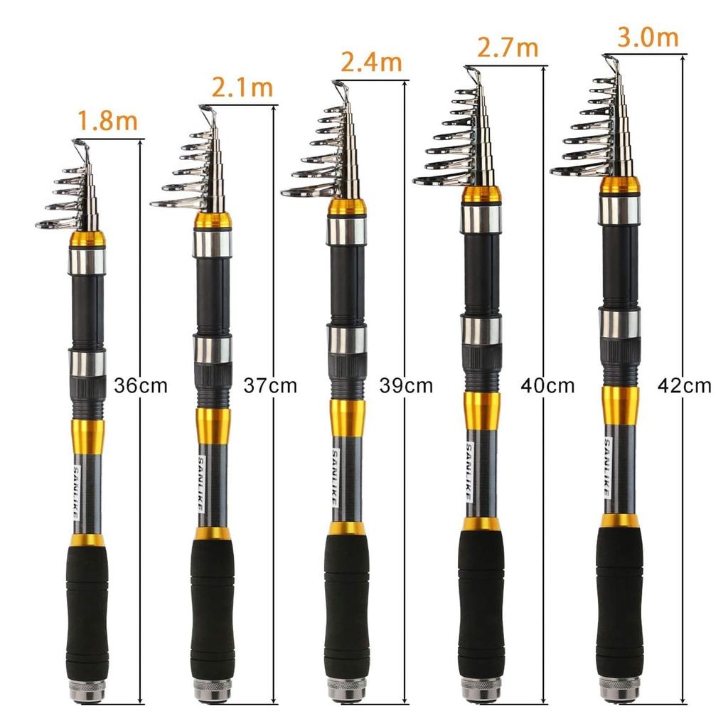 SANLIKE Compact Casting Telescopic Fishing Carbon for Sabiki River Freshwater Fishing for Children Rod, Rod, 90% Fiber, Fishing, Fishing, Fishing,