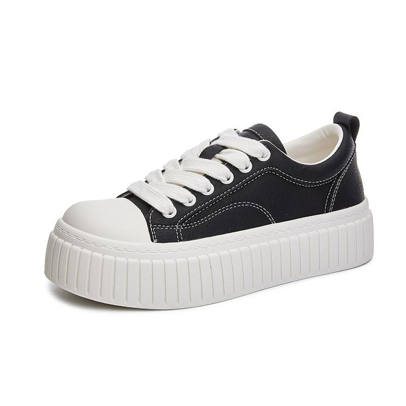Little White Shoes Women's 2025 Spring New Platform Women's Shoes Casual Versatile Board Shoes Women's Big Head Sports Biscuit Shoes