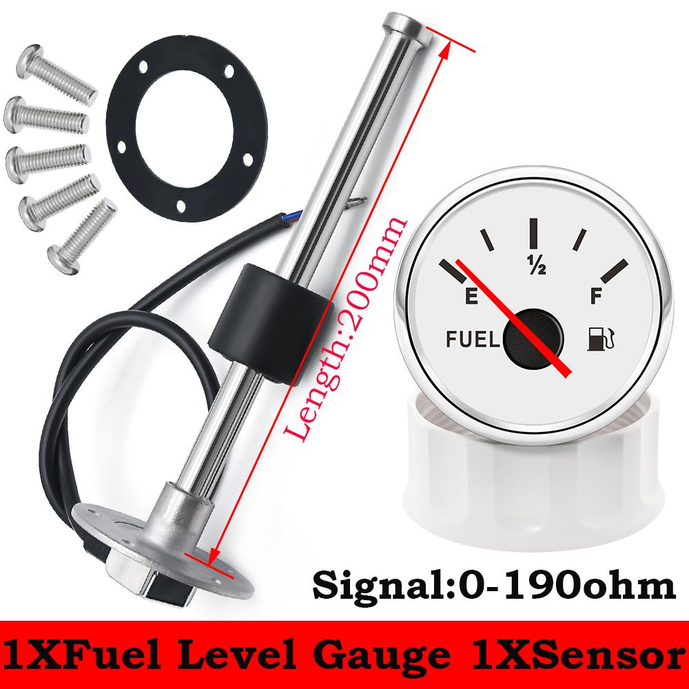 52MM Fuel Level Gauge 0-190 Ohm Oil Tank Level Indicator With Fuel Level Sensor 200MM 300MM 350MM For Boat Car RV Camper 9-32V