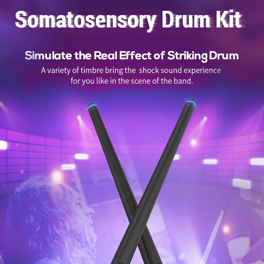 1 Set Somatosensory Virtual Drum Kit Air Drumsticks Musical Instrument for Home Studio Outdoor Camping Entertainment