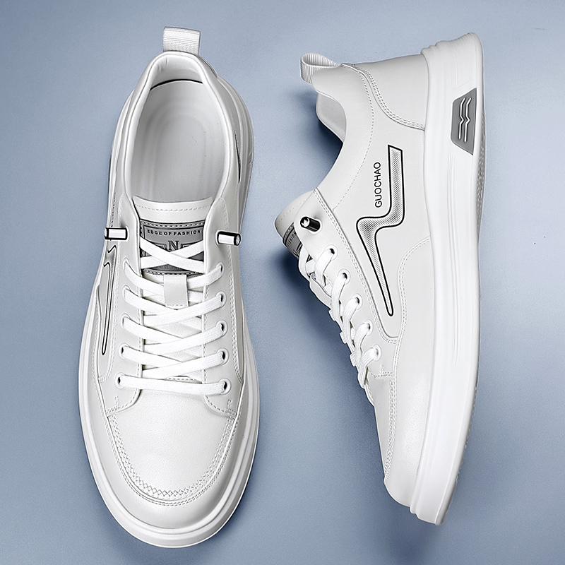 Fashion Fashion Men's Small White Shoes Casual Leather Shoes Outdoor Travel Skateboard Footwear Treking Footwear All-match Male Sneakers