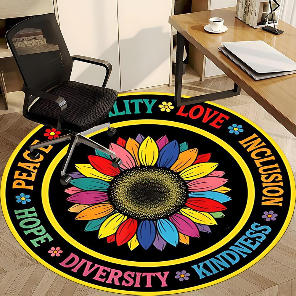1 Stück Gleichheit Liebe Büro Runder Teppich, Innenmatte Geeignet für Büro, Unter Bürostühlen Schlafzimmer Wohnzimmer Heimdekoration, Raumdeko