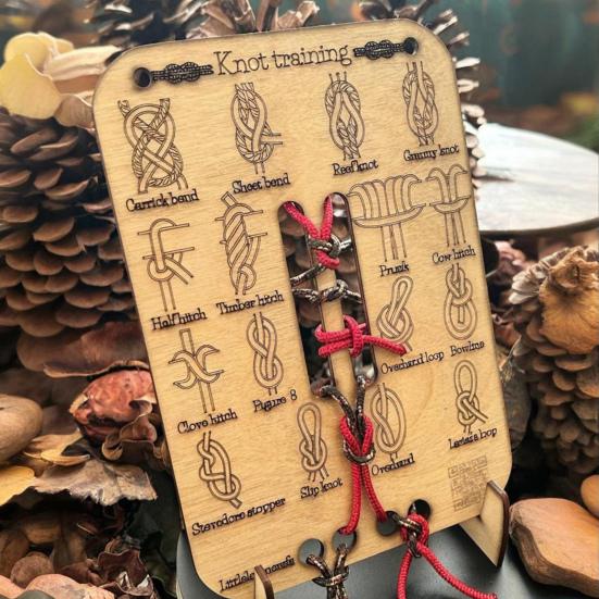 Learn Knot Training Board 16 Knots Tying Practice Wooden Board Beginner Reefs Square