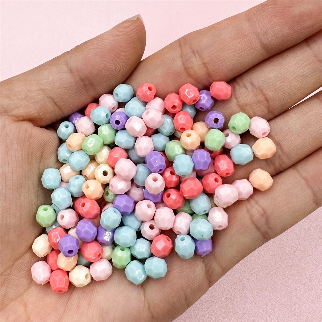 300Pcs 5.5*6mm Macaron Color Polyhedral Fashion Oval Beads Materials DIY Earrings Faceted Pendants Jewelry Making Accessories Bracelet