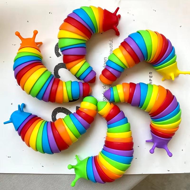 Colorful Slug Snail Toy Articulated Flexible 3D Slug Fidget Toy All Ages Relief Anti-Anxiety Sensory Toys for Children