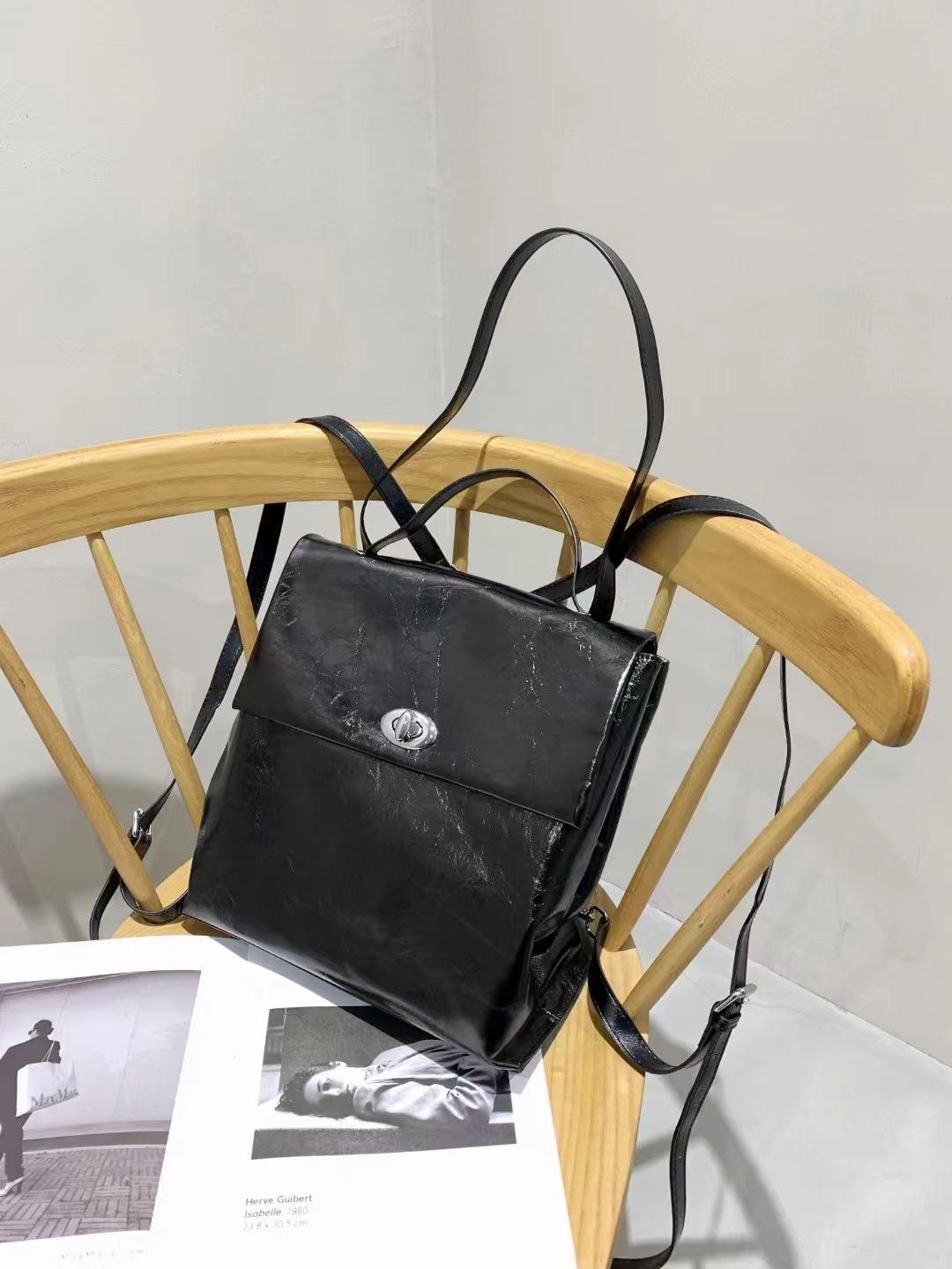 

Сумка для женщин, новый простой рюкзак большой емкости, повседневный рюкзак, сумка из коровьей кожи, сумка через плечо для женщин 30x10x30cm чёрный