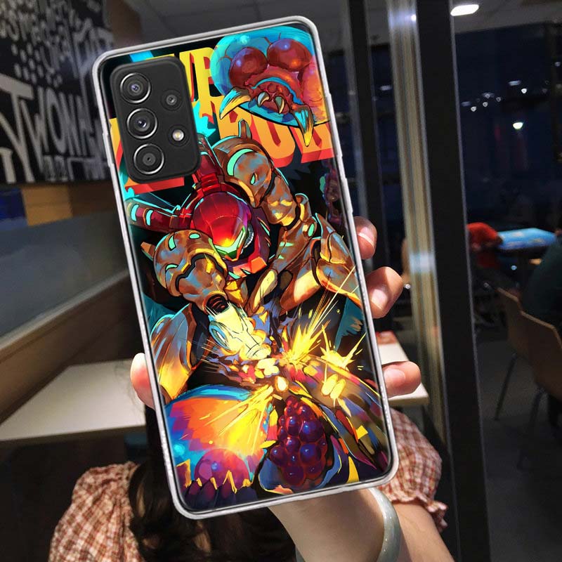 Game M-METROID Phone Case for Samsung A54 A57 A37 A17 A14 A15 A12 A24 A34 A55 A35 A25 A52S A07 A05S A04S A22 A32 A72 Galaxy Note