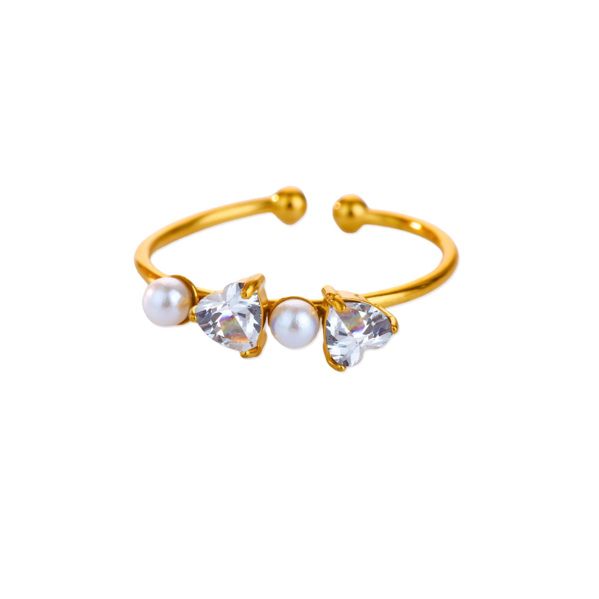 

Luxury Zircon Three Leaf Clover Open Rings For Women Gold Color Stainless Steel Geometric Ring Trendy Wedding Aesthetic Jewerly resizable