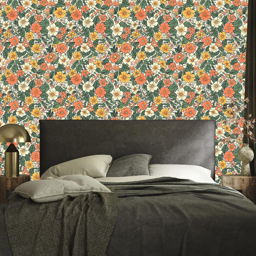 Beige and Green Flowers Wallpaper for Living Room and Bedroom 50x1000