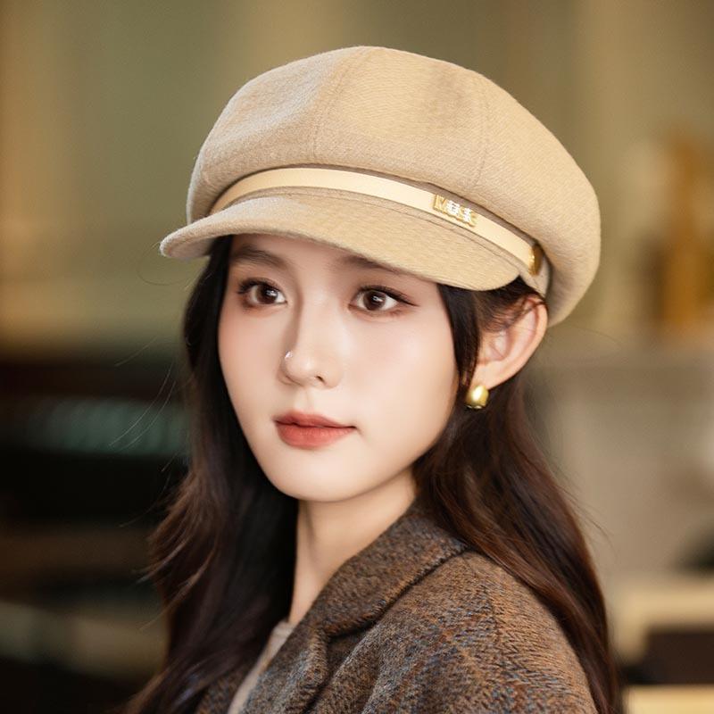 Octagonal Beret Women's Autumn/Winter New Painter's Cap, Newsboy Hat, Big Head Circle, Face-Enhancing Small Baseball Cap