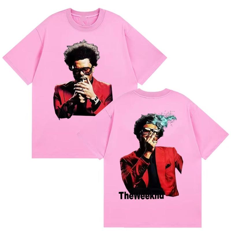 

Unisexs and Womens Gothic hiphop short sleeved Tshirts for street wear popular singer The Weeknd Xos new album tour Tshirt 4XL