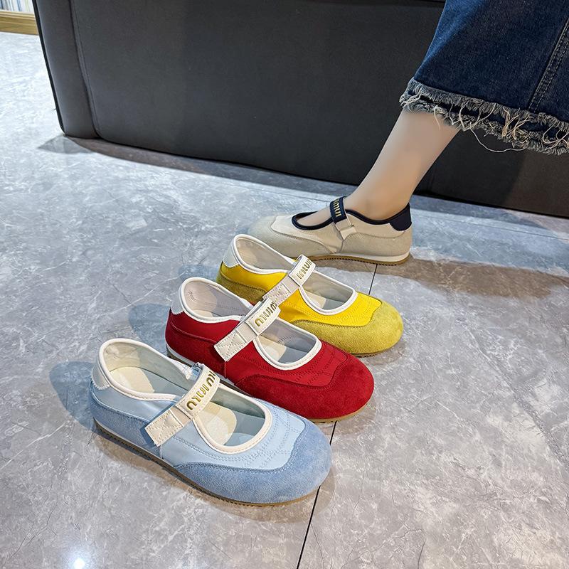 [Fanfna] Velcro shallow single shoes women's 2025 spring and summer new casual Mary Jane shoes cloth casual shoes