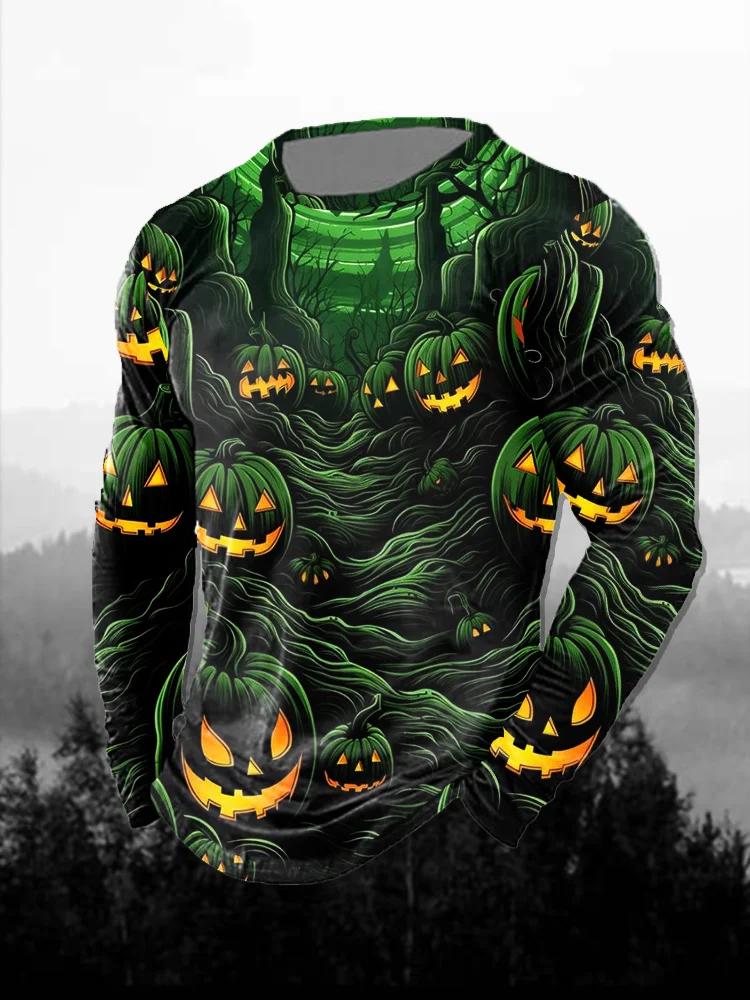 Fashion Skull Pattern 3D Printed Men's T-Shirt Casual Outdoors Long Sleeve T-Shirt Unisex Autumn Unisex T-Shirt Men's Clothing