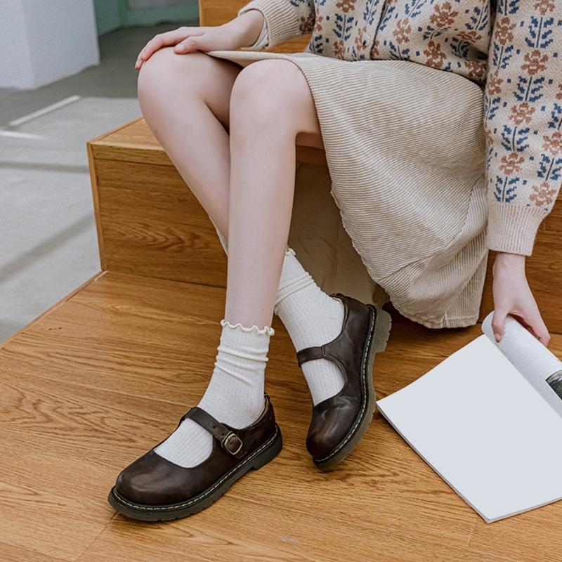 Ruffle Trim Frilly Crew Socks Flip Flop Socks Tabis Split Toe Socks Cotton Booties Socks Casual Ankle High Socks Hosiery