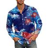 Hawaii Print - Men's Casual Long-Sleeved Shirt
